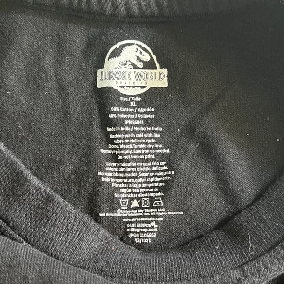 Jurassic Park Graphic T-Shirt Black XL Jurassic World Dominion Logo Tee - Picture 6 of 6